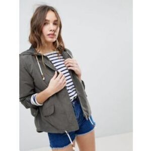 ONLY Women’s Hooded Utility Jacket XS Gray Lightweight Drawstring Casual Layer